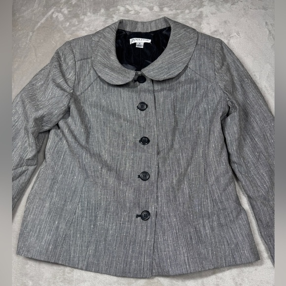 Vintage Pendleton Wool Silk Blend Textured Black White Button Front Blazer 8P - Picture 6 of 16